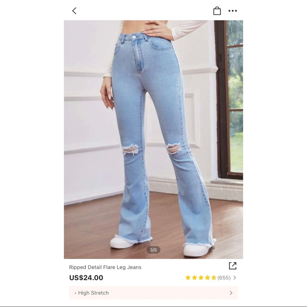 SHEIN, Flare-Leg Light-Wash Jeans, size 6, never worn, washed once